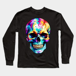 Colored Skull Design in Vibrant Vector Style Long Sleeve T-Shirt